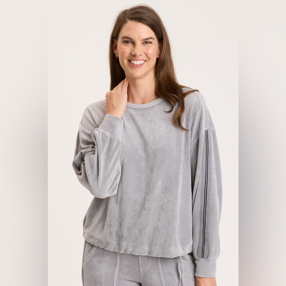 XCVI WEARABLES RUGBY STRIPE DOTTIE SWEATSHIRT